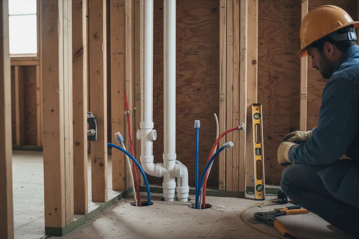 Drain and supply rough-in during Toilet Repair and Installation in Nettleton