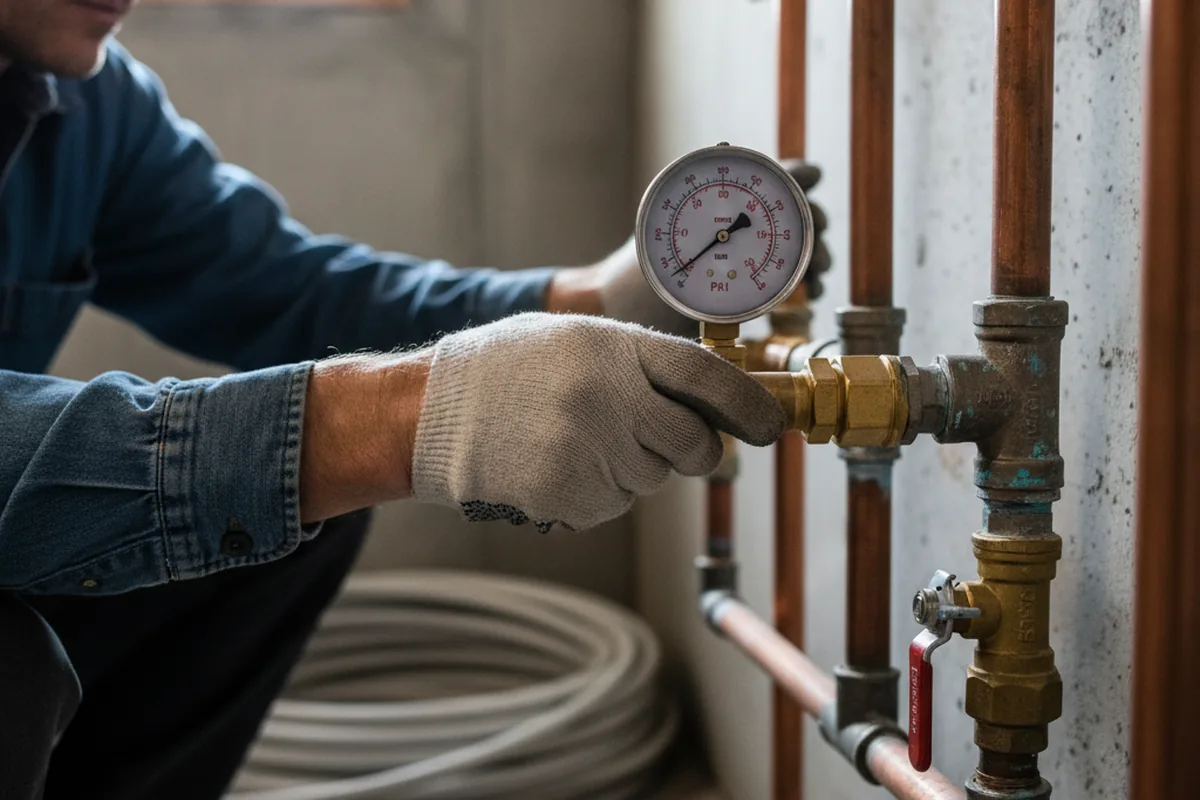 Pressure testing a repaired line during Water Line Repair in Nettleton
